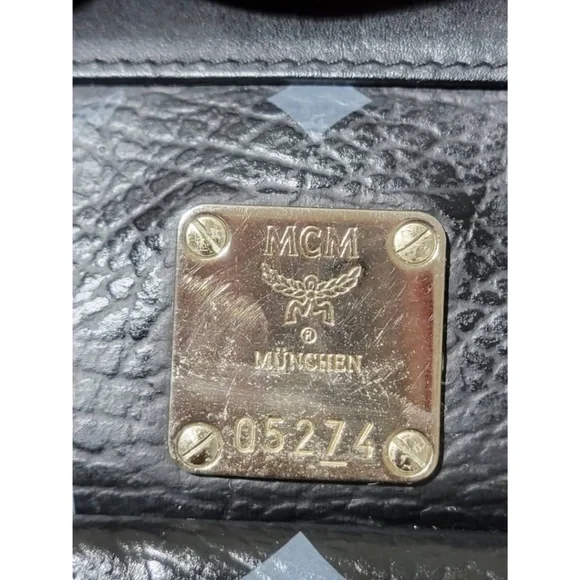 Authentic MCM Small Visetos Coated Canvas and Leather Pocket Tote Black - Picture 7 of 13